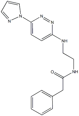 2-phenyl-N-(2-{[6-(1H-pyrazol-1-yl)-3-pyridazinyl]amino}ethyl)acetamide Struktur