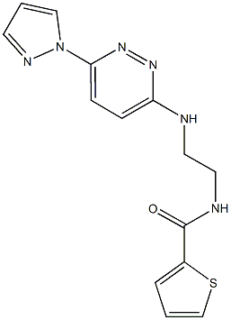 N-(2-{[6-(1H-pyrazol-1-yl)-3-pyridazinyl]amino}ethyl)-2-thiophenecarboxamide Struktur