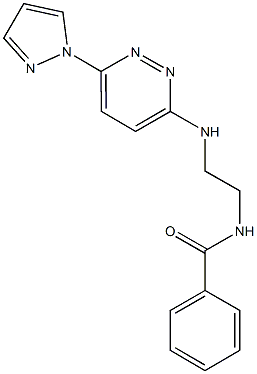 N-(2-{[6-(1H-pyrazol-1-yl)-3-pyridazinyl]amino}ethyl)benzamide Struktur