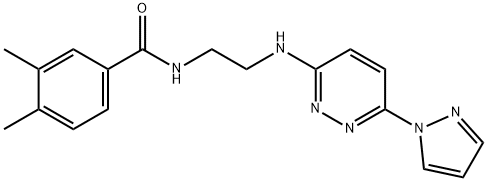 3,4-dimethyl-N-(2-{[6-(1H-pyrazol-1-yl)-3-pyridazinyl]amino}ethyl)benzamide Struktur