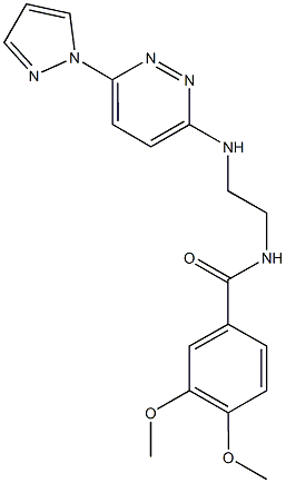 3,4-dimethoxy-N-(2-{[6-(1H-pyrazol-1-yl)-3-pyridazinyl]amino}ethyl)benzamide Struktur