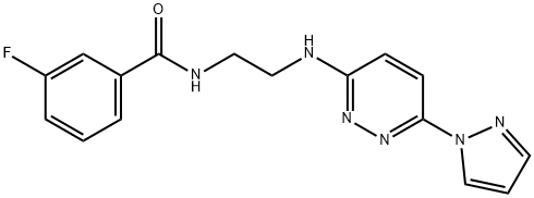 3-fluoro-N-(2-{[6-(1H-pyrazol-1-yl)-3-pyridazinyl]amino}ethyl)benzamide Struktur