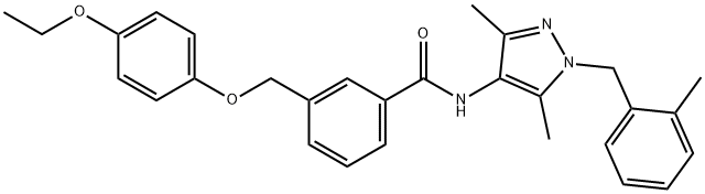 N-[3,5-dimethyl-1-(2-methylbenzyl)-1H-pyrazol-4-yl]-3-[(4-ethoxyphenoxy)methyl]benzamide Struktur