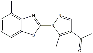 1-[5-methyl-1-(4-methyl-1,3-benzothiazol-2-yl)-1H-pyrazol-4-yl]ethanone Struktur