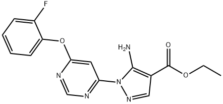 ethyl 5-amino-1-[6-(2-fluorophenoxy)-4-pyrimidinyl]-1H-pyrazole-4-carboxylate Struktur