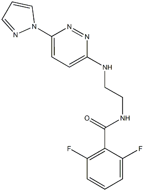 2,6-difluoro-N-(2-{[6-(1H-pyrazol-1-yl)-3-pyridazinyl]amino}ethyl)benzamide Struktur