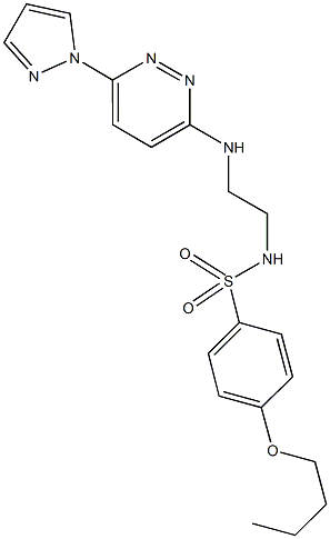 4-butoxy-N-(2-{[6-(1H-pyrazol-1-yl)-3-pyridazinyl]amino}ethyl)benzenesulfonamide Struktur