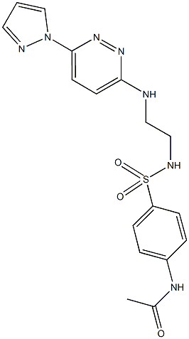 N-(4-{[(2-{[6-(1H-pyrazol-1-yl)-3-pyridazinyl]amino}ethyl)amino]sulfonyl}phenyl)acetamide Struktur