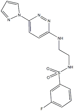 3-fluoro-N-(2-{[6-(1H-pyrazol-1-yl)-3-pyridazinyl]amino}ethyl)benzenesulfonamide Struktur