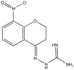 2-{8-nitro-2,3-dihydro-4H-chromen-4-ylidene}hydrazinecarboximidamide Struktur