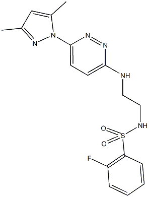 N-(2-{[6-(3,5-dimethyl-1H-pyrazol-1-yl)-3-pyridazinyl]amino}ethyl)-2-fluorobenzenesulfonamide Struktur