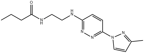 N-(2-{[6-(3-methyl-1H-pyrazol-1-yl)-3-pyridazinyl]amino}ethyl)butanamide Struktur