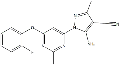 5-amino-1-[6-(2-fluorophenoxy)-2-methyl-4-pyrimidinyl]-3-methyl-1H-pyrazole-4-carbonitrile Struktur