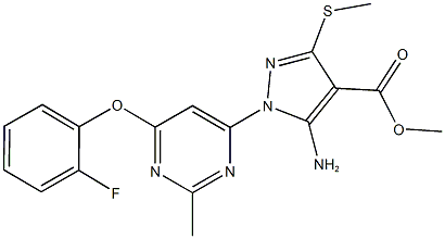 methyl 5-amino-1-[6-(2-fluorophenoxy)-2-methyl-4-pyrimidinyl]-3-(methylsulfanyl)-1H-pyrazole-4-carboxylate Struktur