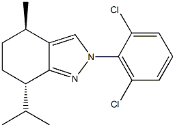 2-(2,6-dichlorophenyl)-7-isopropyl-4-methyl-4,5,6,7-tetrahydro-2H-indazole Struktur