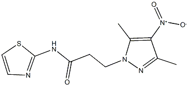 3-{4-nitro-3,5-dimethyl-1H-pyrazol-1-yl}-N-(1,3-thiazol-2-yl)propanamide Struktur