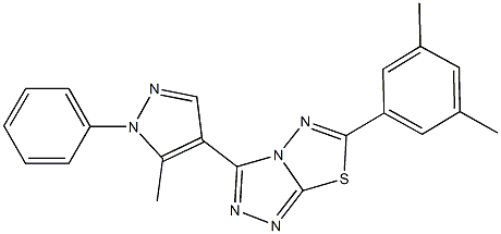 6-(3,5-dimethylphenyl)-3-(5-methyl-1-phenyl-1H-pyrazol-4-yl)[1,2,4]triazolo[3,4-b][1,3,4]thiadiazole Struktur