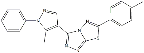 6-(4-methylphenyl)-3-(5-methyl-1-phenyl-1H-pyrazol-4-yl)[1,2,4]triazolo[3,4-b][1,3,4]thiadiazole Struktur