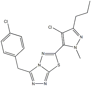 3-(4-chlorobenzyl)-6-(4-chloro-1-methyl-3-propyl-1H-pyrazol-5-yl)[1,2,4]triazolo[3,4-b][1,3,4]thiadiazole Struktur