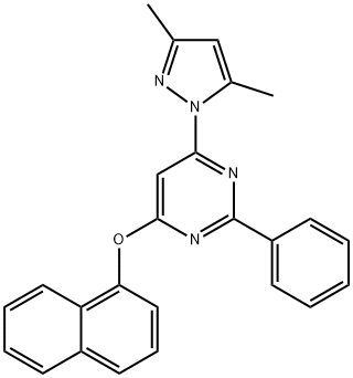 6-(3,5-dimethyl-1H-pyrazol-1-yl)-2-phenyl-4-pyrimidinyl 1-naphthyl ether Struktur