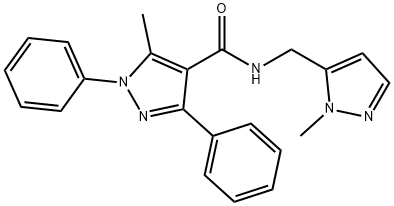 5-methyl-N-[(1-methyl-1H-pyrazol-5-yl)methyl]-1,3-diphenyl-1H-pyrazole-4-carboxamide Struktur