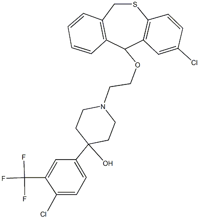 1-{2-[(2-chloro-6,11-dihydrodibenzo[b,e]thiepin-11-yl)oxy]ethyl}-4-[4-chloro-3-(trifluoromethyl)phenyl]-4-piperidinol Struktur