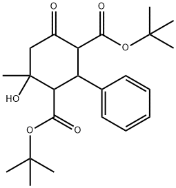 di(tert-butyl) 4-hydroxy-4-methyl-6-oxo-2-phenyl-1,3-cyclohexanedicarboxylate Struktur