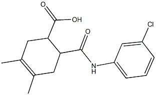 6-[(3-chloroanilino)carbonyl]-3,4-dimethyl-3-cyclohexene-1-carboxylic acid Struktur