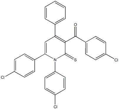 [1,6-bis(4-chlorophenyl)-4-phenyl-2-thioxo-1,2-dihydro-3-pyridinyl](4-chlorophenyl)methanone Struktur