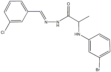 2-(3-bromoanilino)-N'-(3-chlorobenzylidene)propanohydrazide Struktur