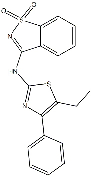 N-(1,1-dioxido-1,2-benzisothiazol-3-yl)-N-(5-ethyl-4-phenyl-1,3-thiazol-2-yl)amine Struktur