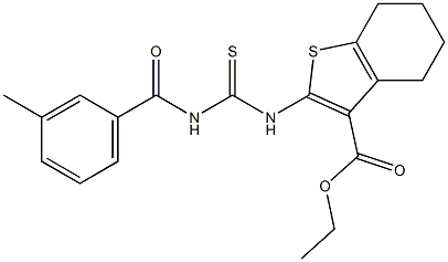 ethyl 2-({[(3-methylbenzoyl)amino]carbothioyl}amino)-4,5,6,7-tetrahydro-1-benzothiophene-3-carboxylate Struktur