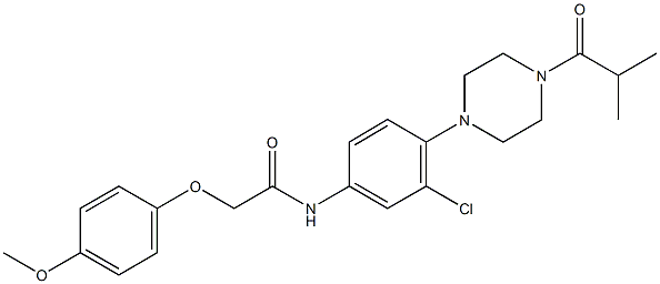 N-[3-chloro-4-(4-isobutyryl-1-piperazinyl)phenyl]-2-(4-methoxyphenoxy)acetamide Struktur