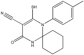 1-(4-methylphenyl)-4-oxo-2-sulfanyl-1,5-diazaspiro[5.5]undec-2-ene-3-carbonitrile Struktur