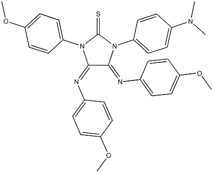 1-[4-(dimethylamino)phenyl]-3-(4-methoxyphenyl)-4,5-bis[(4-methoxyphenyl)imino]imidazolidine-2-thione Struktur