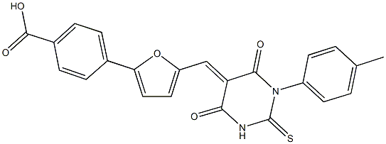 4-{5-[(1-(4-methylphenyl)-4,6-dioxo-2-thioxotetrahydro-5(2H)-pyrimidinylidene)methyl]-2-furyl}benzoic acid Struktur