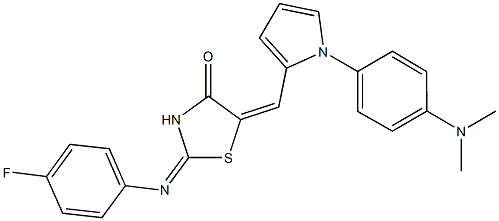 5-({1-[4-(dimethylamino)phenyl]-1H-pyrrol-2-yl}methylene)-2-[(4-fluorophenyl)imino]-1,3-thiazolidin-4-one Struktur