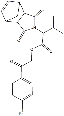 2-(4-bromophenyl)-2-oxoethyl 2-(3,5-dioxo-4-azatricyclo[5.2.1.0~2,6~]dec-8-en-4-yl)-3-methylbutanoate Struktur