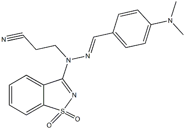 3-[2-[4-(dimethylamino)benzylidene]-1-(1,1-dioxido-1,2-benzisothiazol-3-yl)hydrazino]propanenitrile Struktur