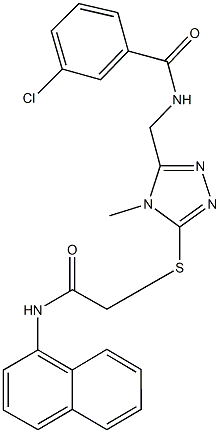 3-chloro-N-[(4-methyl-5-{[2-(1-naphthylamino)-2-oxoethyl]thio}-4H-1,2,4-triazol-3-yl)methyl]benzamide Struktur