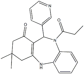 3,3-dimethyl-10-propionyl-11-(3-pyridinyl)-2,3,4,5,10,11-hexahydro-1H-dibenzo[b,e][1,4]diazepin-1-one Struktur