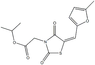 isopropyl {5-[(5-methyl-2-furyl)methylene]-2,4-dioxo-1,3-thiazolidin-3-yl}acetate Struktur