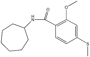 N-cycloheptyl-2-(methyloxy)-4-(methylsulfanyl)benzamide Struktur