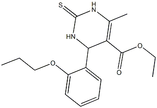 ethyl 6-methyl-4-(2-propoxyphenyl)-2-thioxo-1,2,3,4-tetrahydro-5-pyrimidinecarboxylate Struktur