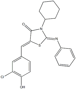 5-(3-chloro-4-hydroxybenzylidene)-3-cyclohexyl-2-(phenylimino)-1,3-thiazolidin-4-one Struktur