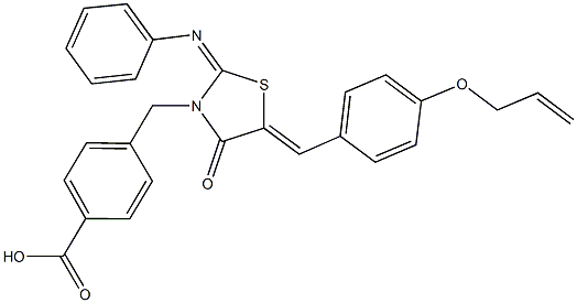 4-{[5-[4-(allyloxy)benzylidene]-4-oxo-2-(phenylimino)-1,3-thiazolidin-3-yl]methyl}benzoic acid Struktur