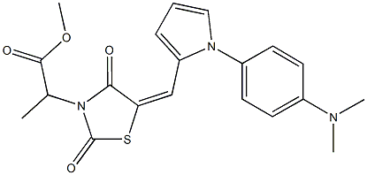 methyl 2-[5-({1-[4-(dimethylamino)phenyl]-1H-pyrrol-2-yl}methylene)-2,4-dioxo-1,3-thiazolidin-3-yl]propanoate Struktur