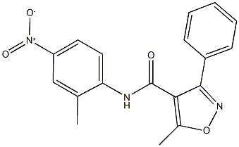 N-{4-nitro-2-methylphenyl}-5-methyl-3-phenylisoxazole-4-carboxamide Struktur