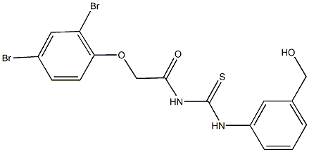 N-[(2,4-dibromophenoxy)acetyl]-N'-[3-(hydroxymethyl)phenyl]thiourea Struktur