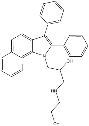 1-(2,3-diphenyl-1H-benzo[g]indol-1-yl)-3-[(2-hydroxyethyl)amino]-2-propanol Struktur